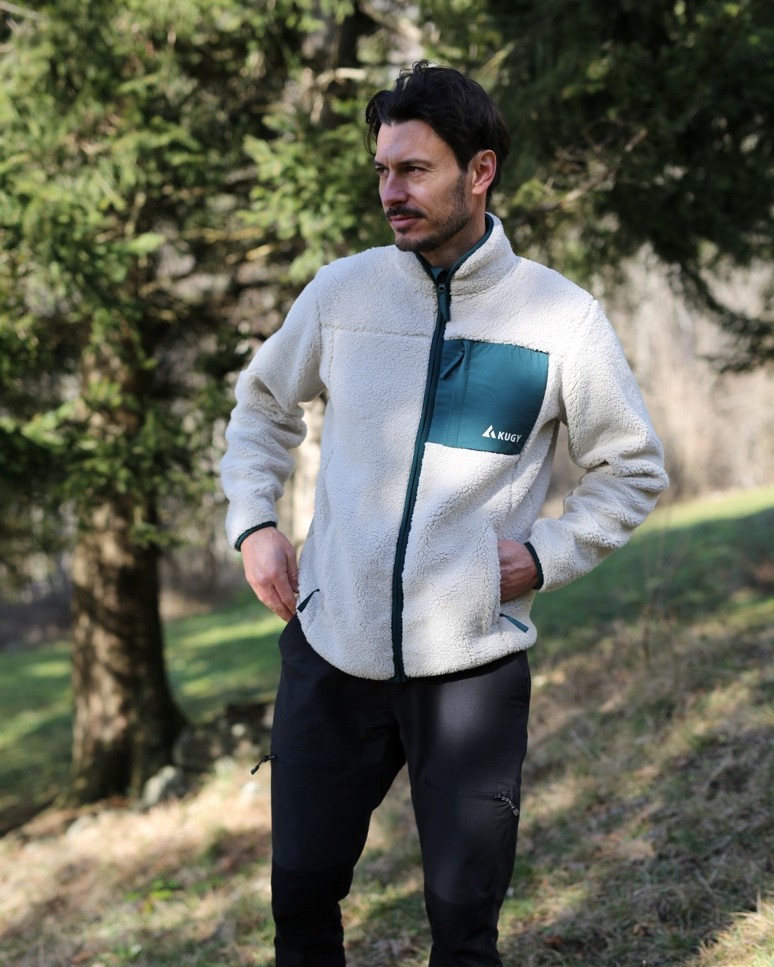 Moški sherpa flis Alpine zelen