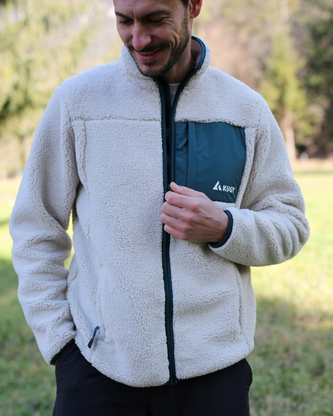 Moški sherpa flis Alpine zelen